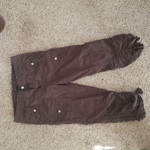International Concepts brown cargo ruched pants Capris